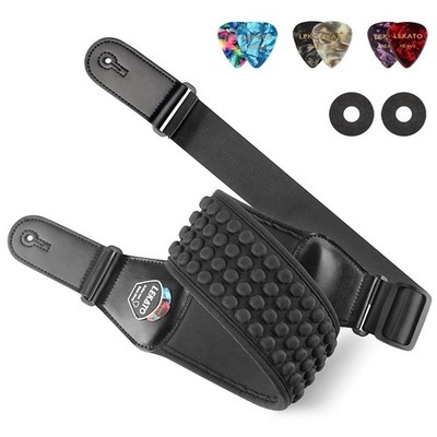 Premium 3.5'' Wide Padded Guitar Strap Adjustable 45''-55'' +Strap Locks +6 Picks