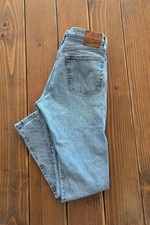 Levi  s Jeans Women  s 501 S W27 L30 Button Fly Blue Skinny Denim Big E Light Wash