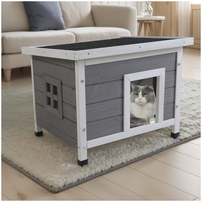 Cat House Waterproof Feral Kitty Shelter Outdoor Indoor Rabbit Hutch for Bunnies