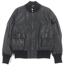 Grande GUCCI Giacca di Pelle GG Bottone Oro Bomber Jacket Nero