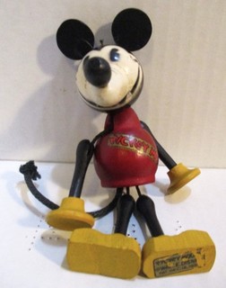 Vintage 1930's Mickey Mouse Walt E. Disney Original Painted Wood