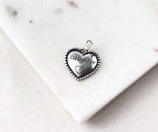 Vintage 925 Sterling Silver Daughter Heart Charm Pendant
