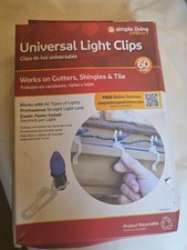Universal Holiday Light Clip Hooks White Plastic 60 count Indoor Outdoor New