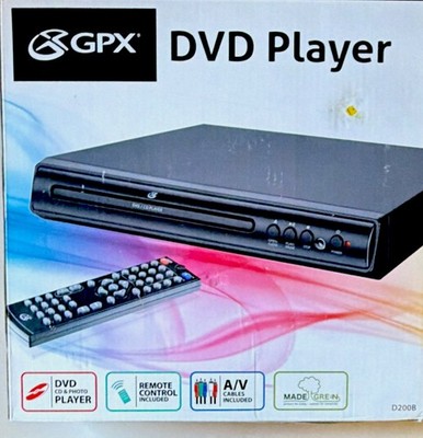 GPX D200B DVD Player Progressive Scan Multi-Language Remote A/V Cables Black
