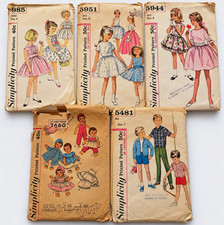 Simplicity Vintage Original Child Unisex Sewing Patterns Lot 5985 5951 5944