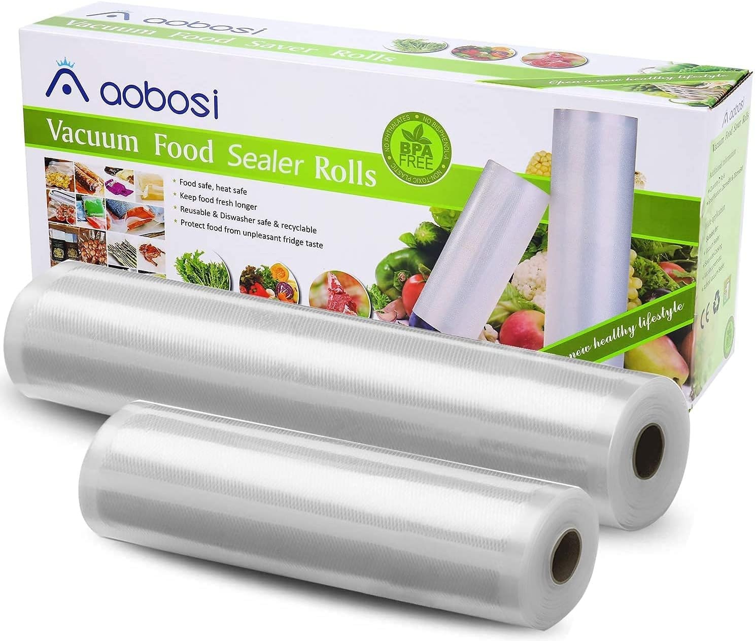 Aobosi Recyclable Vacuum Sealer Bags - No 20x600cm and 28x600cm, Transparent