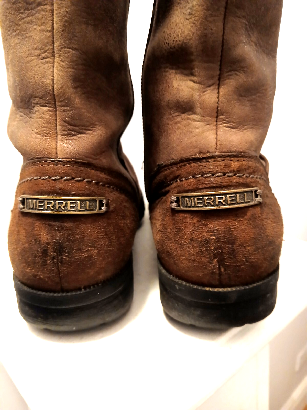 Stivali donna Merrell taglia 8 5 vera metà polpaccio fienile zip laterale marrone