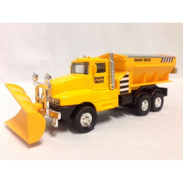 6" Snow Plow Salt Truck Diecast Metal Model Toy With Swivel Pull Action