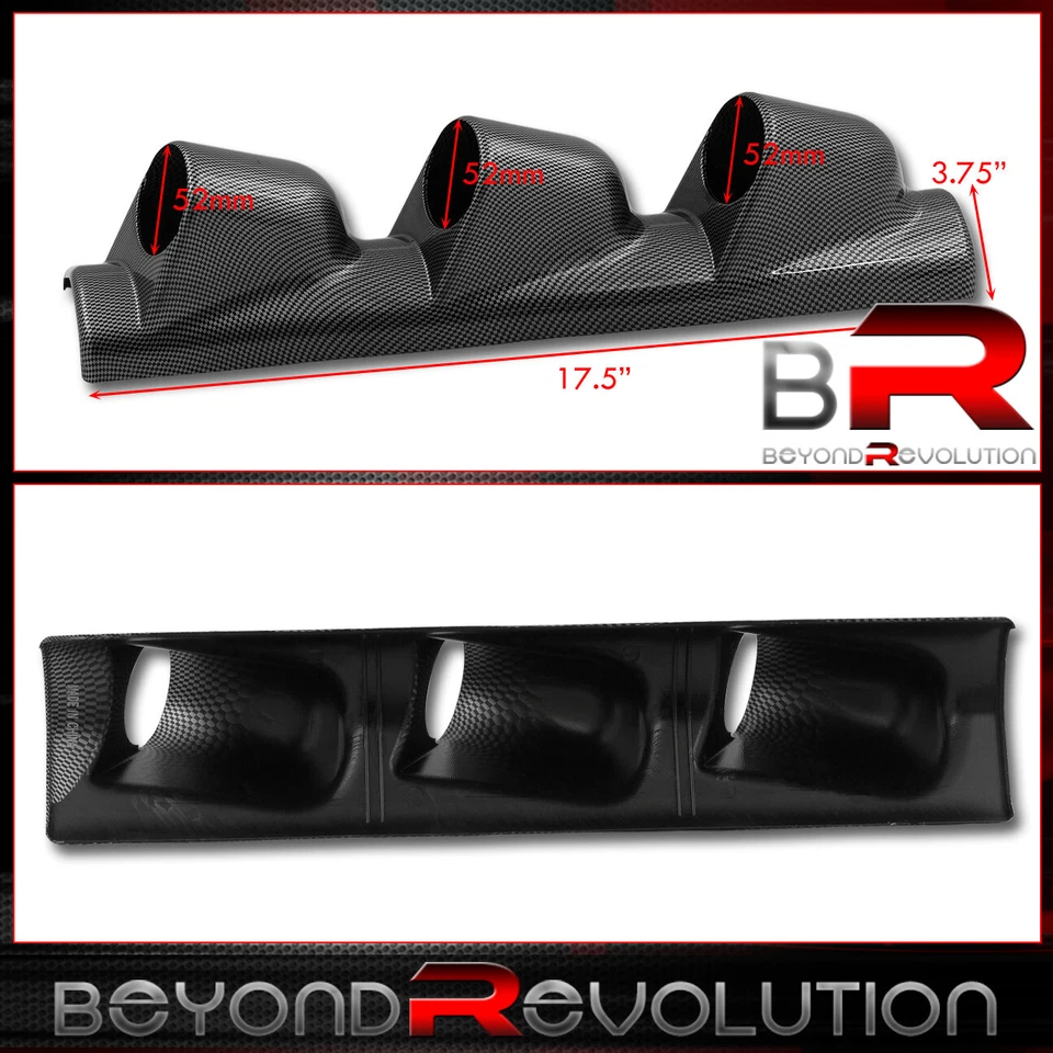 52MM Pillar Boost Temp Tacho Volt Gauge Meter Pod Trim Carbon Look Universal Foto 2 de 3