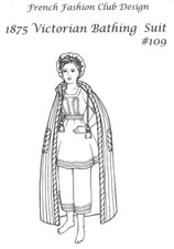 French Fashion 1875 Victorian Bathing Suit Pattern 109 for Doll.