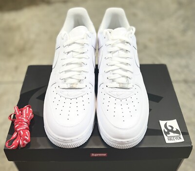 NEW NIKE X SUPREME AIR FORCE 1 LOW SP WHITE| MEN'S SIZE 12