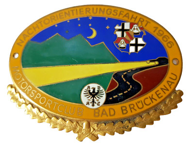 Alte Auto Plakette, ADAC Nachtorientierungsfahrt 1966 Bad Brückenau
