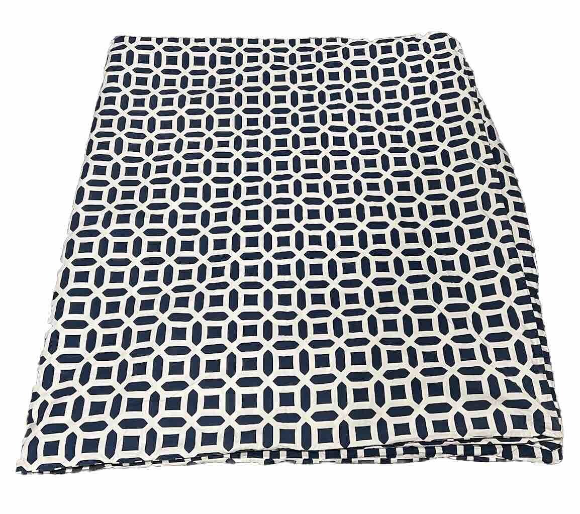 Porterybarn Teen Navy Blue & White Geometric Trellis Full/Queen Duvet