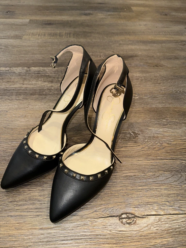 Zapatos Jessica Simpson negros de tacón alto con tiras talla 9,5 Foto 2 de 4