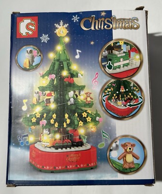 Sembo Block Christmas Tree Rotating Lights & Music Building Blocks NEW!