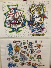 2 Sheets Artist Christian Franks Tattoo Flash Wall Art Clocks 420 Lava Lamp