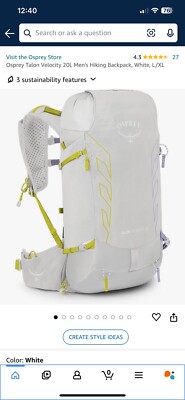 Osprey Packs Talon Velocity 20L Backpack - Men's White 275 Msrp