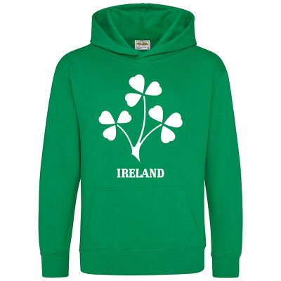 Irland Kleeblatt Abzeichen Hoodie Kinder Geschenk Rugby irischer Unterstützer St. Patricks Day