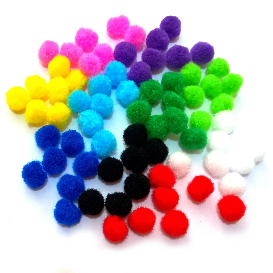 Pom Poms Assorted Colours Single or Mixed Size Packs of 50 to 500 Pompoms - Image 3 of 4