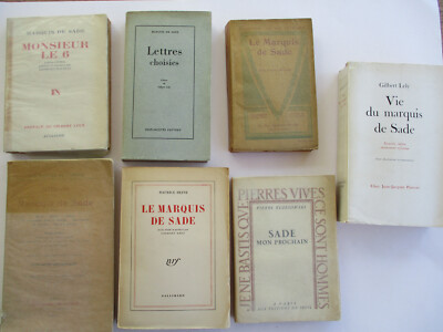 7 Bücher zum Marquis de Sade.  Von 1912 bis 1957 siehe Fotos
