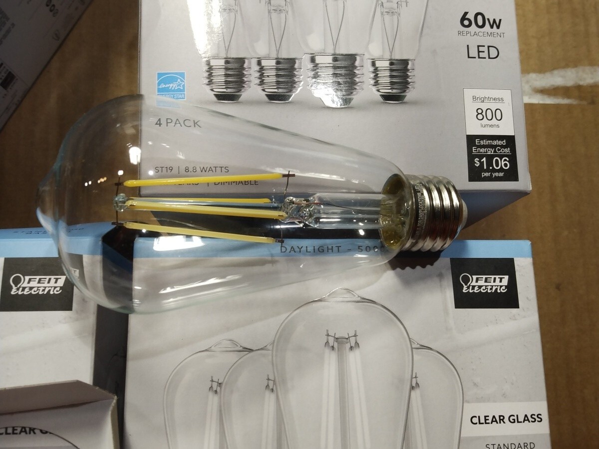 7pk Feit Electric 60w EQUIV St19 Dimmable LED Clear Glass Light 