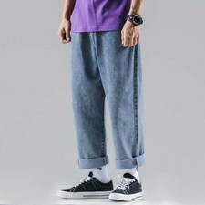 Pantaloni Ampi Da Uomo In Denim Harem Loose Casual Vintage Dritti