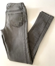 CACHE Bejeweled JEANS Embellished Pockets Straight Skinny Pants Women's size 0