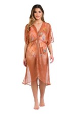 La Blanca X6670 Sheer Crinkle Golden Hour Twist Wrap Swim Cover-Up, Copper, S/M