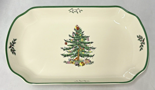 Spode Christmas Tree Rectangular Scalloped Serving Tray 11" Inch Mint MIB NEW - Picture 7 of 13