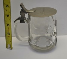 Antique Cut Glass Beer Stein Pewter Lid 1870th - Made in USA