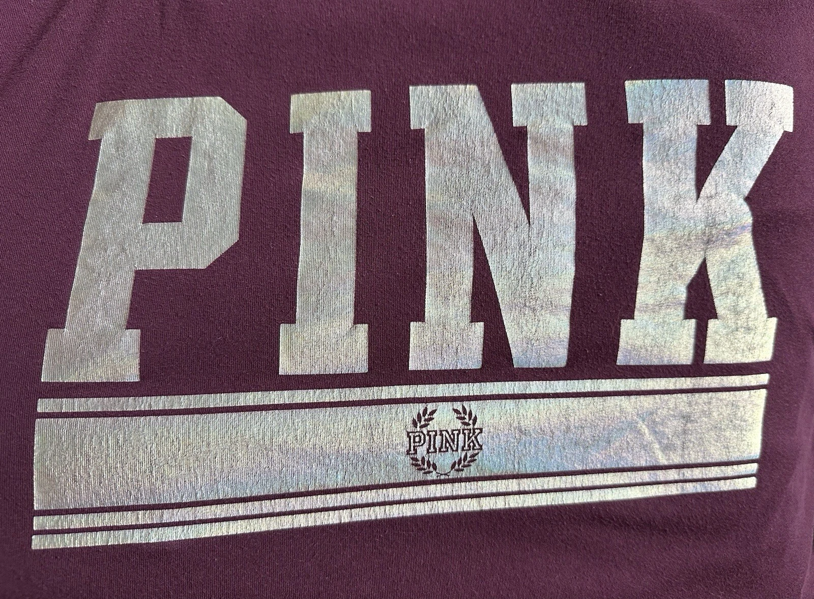 UNDERCOVER Victoria's Secret ROSA manica lunga t shirt top bordeaux felpa con cappuccio donna media