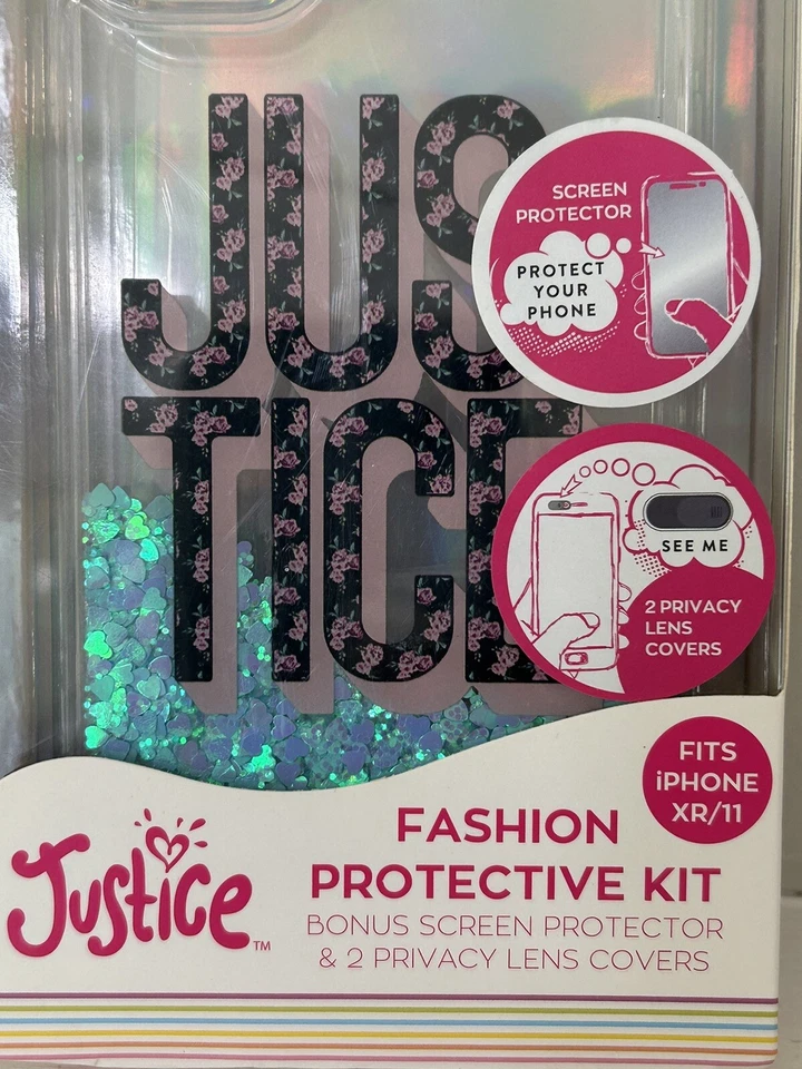 Kit protector Justice Fashion funda de teléfono para Apple iPhone 11/XR azul brillo Foto 2 de 4