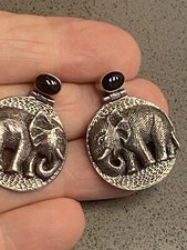 Vintage Egyptian Revival Elephant Earrings Dangle