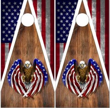 American Flag Eagle Wood Cornhole Wrap Bag Toss Skin Decal Sticker Wraps