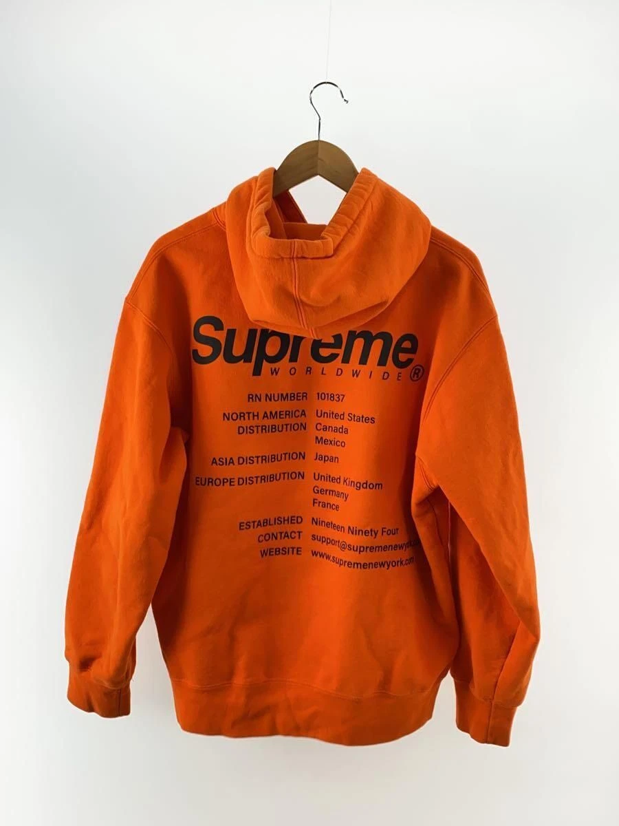 Felpa con cappuccio Supreme L cotone arancione tinta unita mondiale 23SS usata