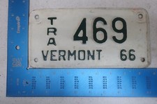 Vermont License Plate Tag VT 1966 66 Trailer 469