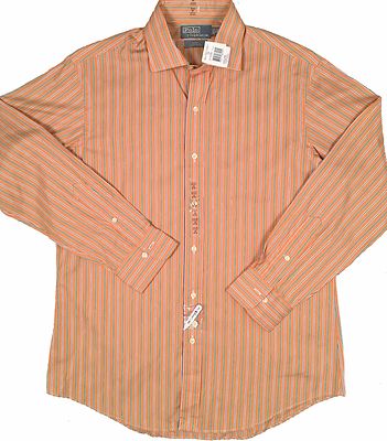 NEW Polo Ralph Lauren Dress Shirt!  Orange Stripe  Regent Style  Custom Fit