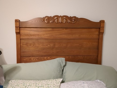 Antique Headboard,Side Rails,Footboard,Oak Double Size Bed