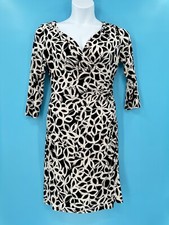 Ralph Lauren LRL Dress 10 Babydoll Ruched Wrap Black Floral Feminine Semi-Formal