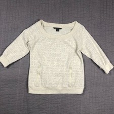 Armani Exchange Sweater Women Medium Gray Silver Logo All Over Spell Out Sweat