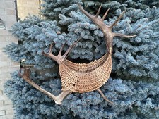 ~ ONE OF A KIND ~ Handwoven Wicker Caribou Antler 21” Large  Basket Cabin Rustic