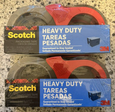 4 Rolls Scotch Heavy Duty Packing Tape with 2 Dispensers - 219 Yards Total - New