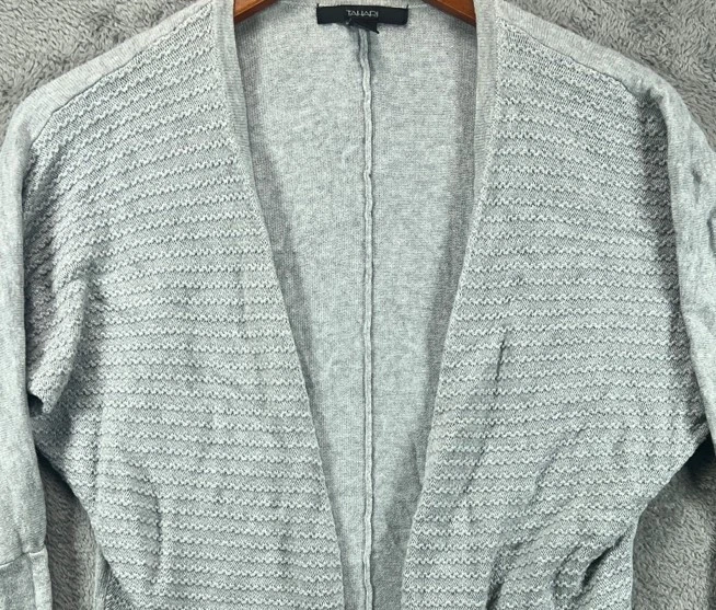 Cárdigan TAHARI XS para mujer gris mezcla de cachemir plumero suéteres Dolman manga larga Foto 2 de 4