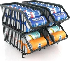 Paquete de 4 organizadores apilables de latas de refresco para refrigerador.2024