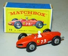 Matchbox Lesney 73 Ferrari Racing Car Grand Prix red with white driver