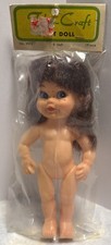 Fibre Craft 8" Brown Hair Craft Doll No. 3019 Acrylic Hair Plastic NEW Head Body