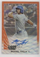 2019 Leaf Metal Draft 1990 Throwback Orange Wave 2/3 Michael Toglia Auto r7d