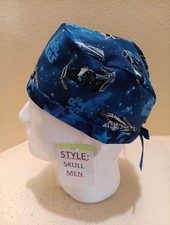 Star Wars Ships Blue Men's Skull/Chemo Surgical Scrub Hat/Cap Handmade