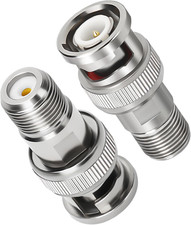 F to BNC Connector 2 Pack, BNC Male to F-Plug Female Coax Adapter Connector 75 O