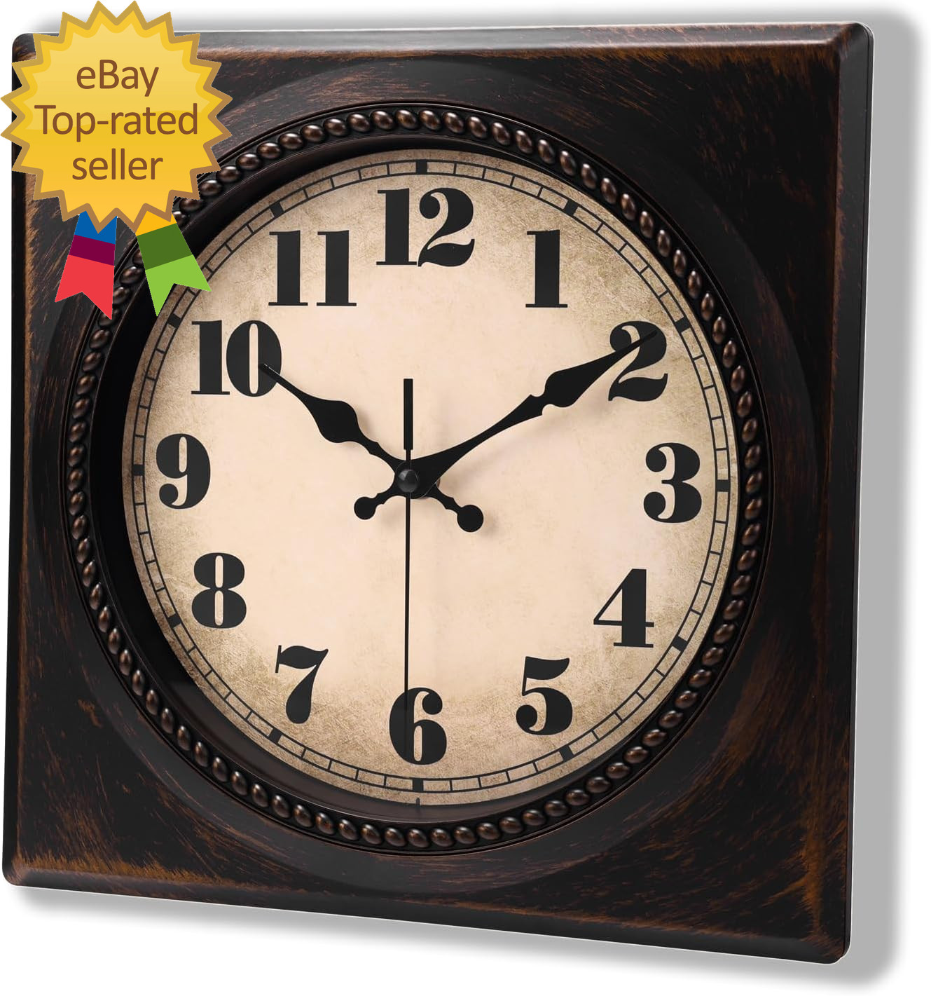 Wall Clock Vintage 1950S Style - Square Retro 12 Inch Wall Clocks Battery